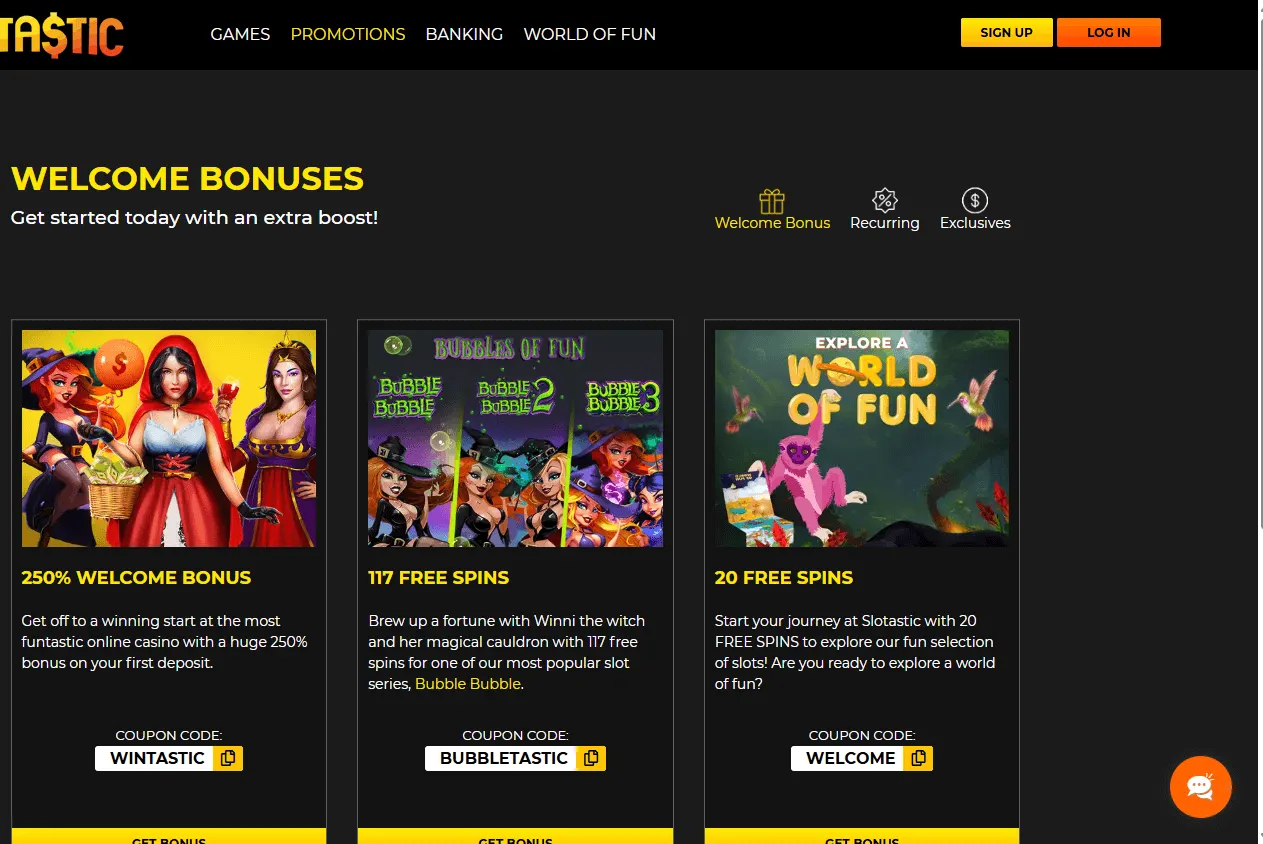 Slotastic Casino desktop promotions and bonus offers